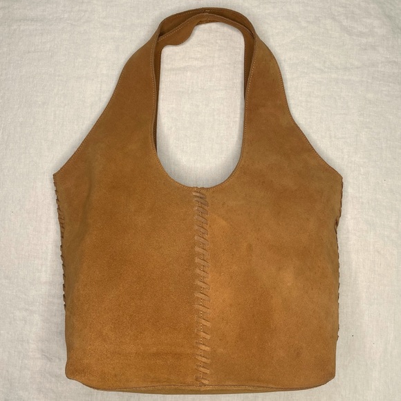 SOLD NWOT Boden Tan Suede Stitch Detail Hobo Bag A1141 Large Brown Slouchy Purse - Picture 6 of 16